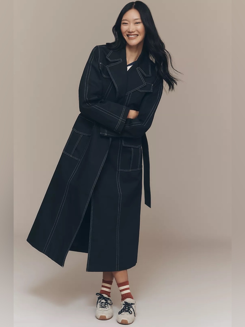 ALIGNE Elsa 100% Cotton Belted Trench Coat Size US 2/ UK 6